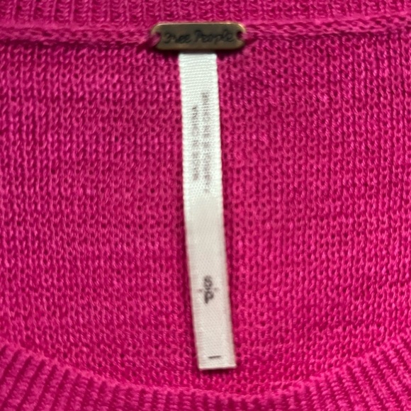 Free People Pink Long Sleeve Midi Crew Fall Winter Slit Sweater Dress Size S - Picture 2 of 7